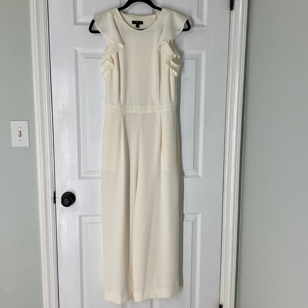 J Crew Sleeveless Ruffle Jumpsuit in 365 crepe